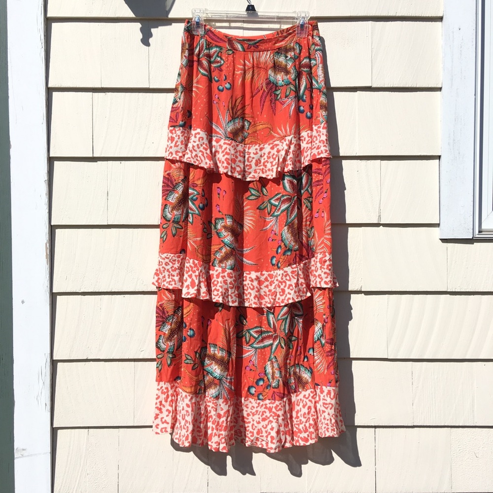 New FARM Rio Amabella Anthro Orange Maxi Skirt S